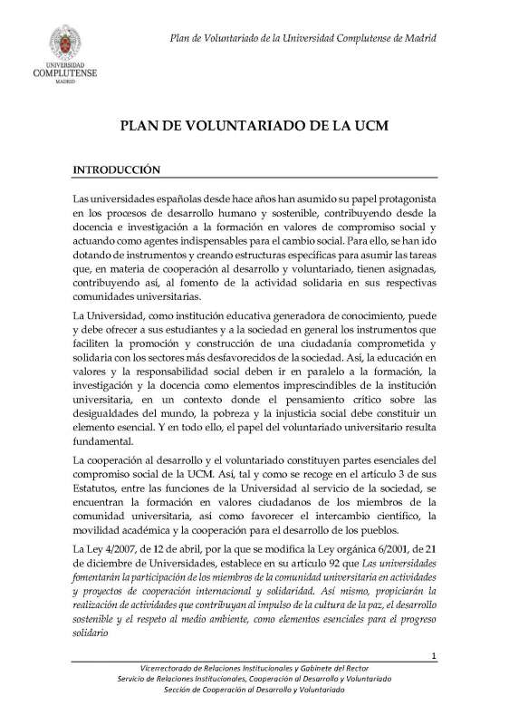 Plan de Voluntariado UCM - 2